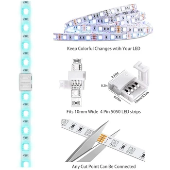4-Pin RGB LED lysbånd Stik 10mm LED Strip uden pauser Solderless Adapter Terminal Udvidelse Led Strip-Stik