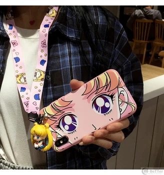 For Samsung note10pro S10plus 3D Sailor Moon tilfælde S8/9+ søde tegneserie dække Galaxy Note 8 9 soft shell S7 kant pige gaver rem