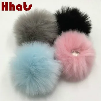 Satin fox fur pompom kunstig pels pom pom bolden til hatte, tasker, sko, farverige pompon hvid sort pink blå grå