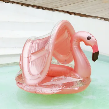Flamingo Oppustelige Cirkel Baby, Spædbarn Svæver Swimmingpool Unicorn Svømning Ring med Parasol Flydende Sæde Sommer Beach Party Pool Legetøj