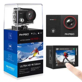 AKASO 4K-Action-Kamera EK7000 Pro Touch Skærmen Sports Kamera EIS Justerbar synsvinkel 40m Vandtæt Kamera, Fjernbetjening