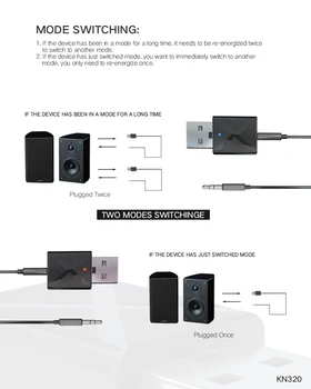 2-i-1 USB Bluetooth-5.0-Adapter sender/modtager til PC/tablet Computer/TV/Hovedtelefoner/Højttaler/Mobiltelefon