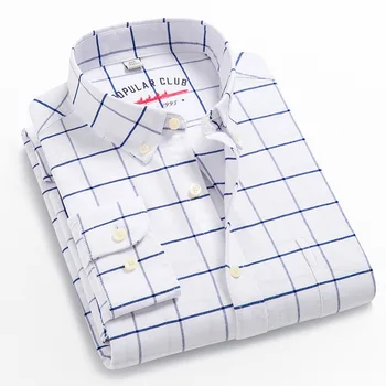 Mænds Afslappet Shirts Bomuld Oxford langærmet Skjorte Forår, Efterår Arbejde Lomme Hvid Knap-down Mandlige Shirt