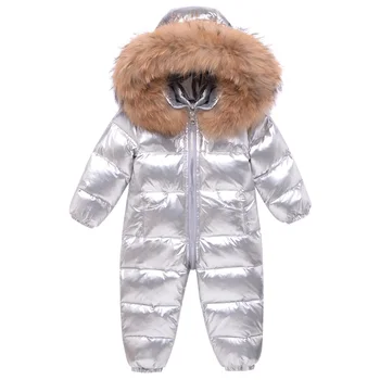 Baby vinter jumpsuits børnetøj duck ned Frakker til Piger jakke kids drenge cool flyverdragter Sølv vandtæt ourterwear