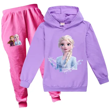Disney børnenes Sportstøj Piger Casual Wear Set Bomuld Tøj Frosne Elsa Sport Sæt Piger langærmet Sweatshirt Hoodie