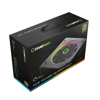 GameMax PSU Rigtigt Bedømt 1050W RGB Strømforsyning Fuldt Modulær og 80 PLUS Gold Certified med RGB-Lys-Mode Strømforsyning til Computeren