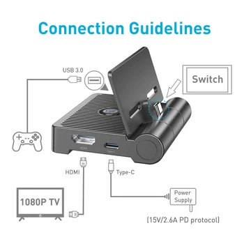 Ny Bærbar-TV Dock Station HDMI-Adapter til Nintendo Skifte Converter Oplader Dock Beslag Spille Stå Indehaver