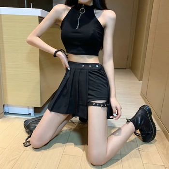 2020 nye sommer damer nederdel Harajuku gotisk sort sexet høj talje plisseret nederdel punk pige nederdel med shorts