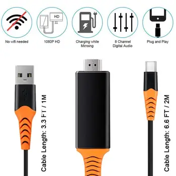 USB-C til HDMI 4K-60Hz Kabel Type-C til HDMI Adapter Thunderbolt 3 Til Macbook, iPad 2018 Huawei P20-P30 Pro Video USB-C HDMI-Kabel
