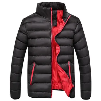 Vinteren mænds mode куртка мужская polstret lag vinter stand-up krave solid farve dunjakke frakke varmen slim fit polstret F04*