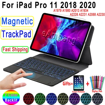TouchPad Baggrundsbelyst Tastatur etui Til Apple iPad Pro 11 2020 2018 Tre Fold Stå Smart Sove WakeMagnetic bagcoveret Pen Solt