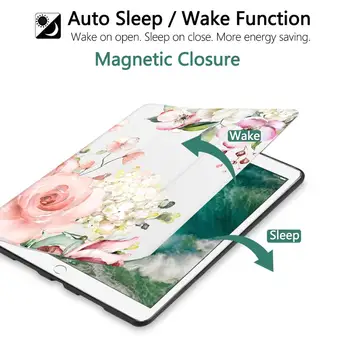 Farverige Blomster Case Til Ny iPad 10,2 tommer 2019 med Hårdt Tilbage Smart Stå Beskyttende Cover med Auto Sleep/Wake