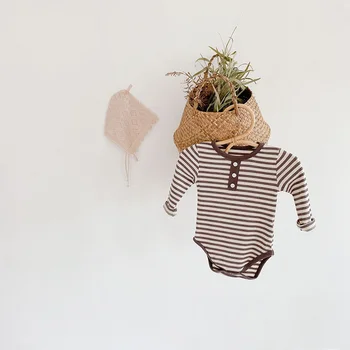 MILANCEL 2020 ny baby tøj stribet baby piger bodysuit foran botton nyfødte drenge ét stykke barn pige jumpsuit