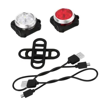 Indbygget Batteri, USB-Genopladelige LED Cykel Lys Cykel lampe Cykling Sæt Lys Foran Lygten Bageste Tilbage Hale Lanterna 4 Tilstande