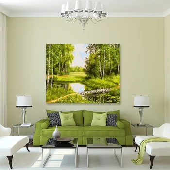 Forstæder dam creek grønne landskab DIY maleri med digital kunst, maleri digital family Hotel dekorative maleri