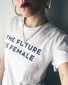 FREMTIDEN ER KVINDER, Kvinder mode t-shirt feministiske t-shirt af høj kvalitet casual piger top t-shirts T-shirt kvinders rettigheder, t-shirt