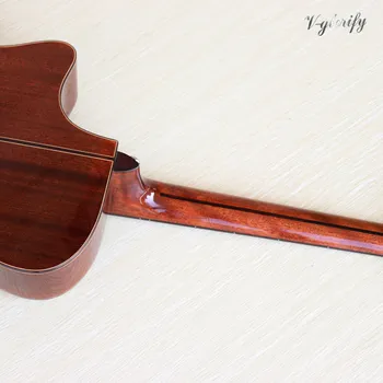 Hånd lavet 6 string akustisk guitar højglans 41 tommer solid spruce top blomst gribebræt med radian hjørne abaloneskal kant