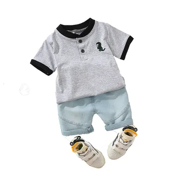 Børn Bomuld Tøjet Sommer Baby Drenge Broderede Tegneserie T-Shirt, Shorts 2Pcs/sæt Spædbarn Kids Fashion lille Barn Træningsdragter