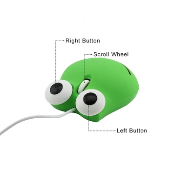 CHYI Søde Tegneserie Jumping Frog Design Kablede Mus 3D Mini-USB-tilsluttet Optisk Computer Mus Lille hånd Hånd af Kid ' s Mus Med Musen Pad