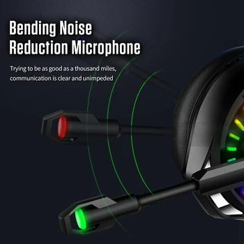 Wired Gaming Headset til Computer PS4 Led Lys Gaming Hovedtelefoner med Mikrofon Justerbar Bas, Stereo