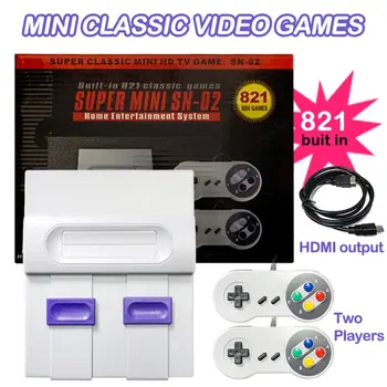 SUPER MINI HDMI-kompatibel SNES SFC NES Retro Classic Video Spil Konsol, TV-Spil-Afspiller Indbygget 821 Spil med Dual Gamepads