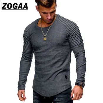 ZOGAA Helt Nye Forår Mode O-Hals Slim Fit Streetwear langærmet T-Shirt Mænd Casual Herre T-Shirt i i Slim Fit Solid T-Shirts