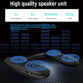 Bærbare Bluetooth-5.0 Stof Hals Højttaler Indbygget Mic Subwoofer 3D stereo Lyd-Boks Med Passiv Radiator Til Spil, Musik