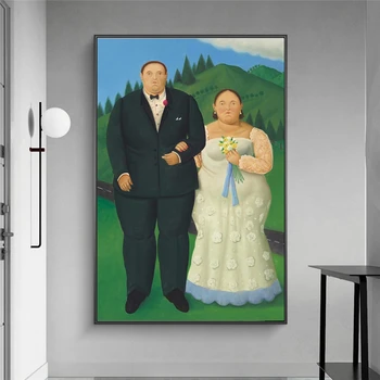 Country Bryllup af Fernando Botero Olie Malerier, Print På Lærred Kunst Plakater Og Prints Sjove Art Moderne Pictures Home Decor