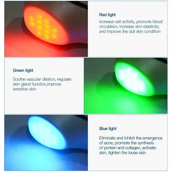 Multifunktions LED Foton Terapi Skønhed Enhed Stramme Løfte Kridtning Anti-aging Acne Ultralyd Vibration Facial Massageapparat 39