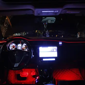RGB LED Strips Omgivende Lys APP Bluetooth-Kontrol for Bilens Interiør Atmosfære Lampe 8 farver DIY Musik 8M Fiberoptiske Band