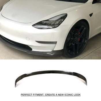 For Tesla Model 3 Base Sedan Lang Række Sedan 4-Dørs 2016 - 2018 Kulfiber Front Kofanger Læbe Splittere Spoiler Vagt