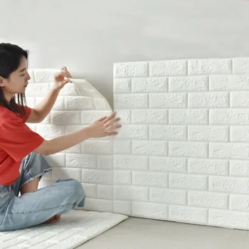 DIY Wall stickers 3D selvklæbende tapet Hjem kreative TV Baggrund skum mur mursten dekorative vandtæt Wall Sticker