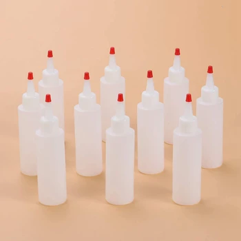 20Pack 120 ml PE Klemme Udlevering Flasker med Rød Spids Caps - Godt for Håndværk, Kunst, Lim, Multi Purpose