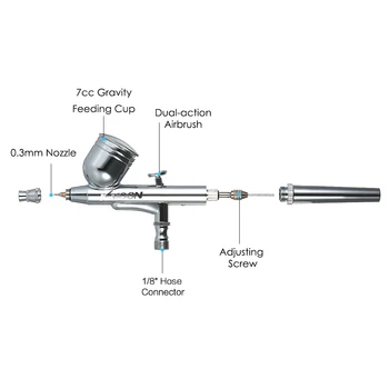 Professionel Mini Dual Action sprøjtepistol Airbrush Kompressor Sæt Gravity Feed Air Brush Kit til Tatoveringer Manicure Håndværk Kage