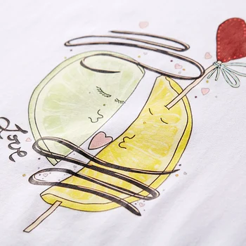 ARTKA 2019 Sommeren Kvindelige T-Shirt Mode Frugt Print T-Shirt Lace Syning O-Hals, Korte Ærmer Casual T-Shirt Kvinder TA15493X