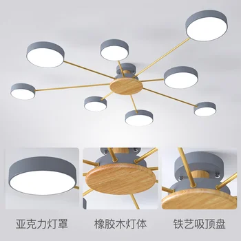 Nordisk moderne minimalistisk LED lysekrone soveværelse LED loft lampe stue personlighed værelses massivt træ samt jern belysning
