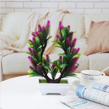 1 sæt Simulering Plante Bonsai Kunstige Blomster Phoenix Pine Potteplanter Hjem Grønne Anlæg Dekorative Desktop Pynt