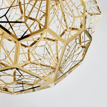 Wongshi Moderne Jern, Metal Web-Etch Rustfrit Stål Vedhæng Lys Runde Diamant Kugle Projektion Pendel til designer