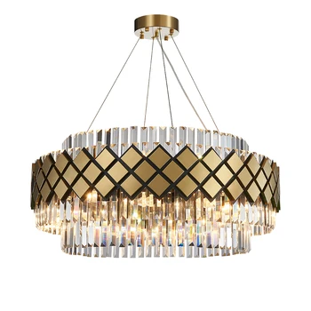 LED og Moderne Art Deco-oCrystal Klare Design-LED-Lysekrone med Glans Suspension Armatur Lampen Til stuen