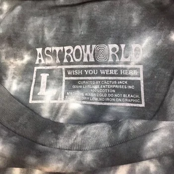 19SS ASTRONAUT BLACK TIE DIE Astroworld Tee T-shirt Mænd Kvinder 1:1 af Høj Kvalitet SCOTT TRAVIS Hip Hop t-shirts