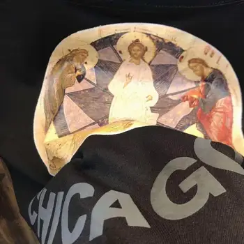 2020 Ny Jesus er konge, T-shirts CHICAGO-Serien Jesus olie maleri Logo Print Kanye West Tee Mænd Kvinder i Høj Kvalitet Bomuld Toppe