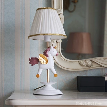 Amerikansk Tegnefilm Unicorn bordlampe LED Dyr, Hest, Hjort, Harpiks bordlampe børneværelse Lampe Soveværelse toiletbord Belysning