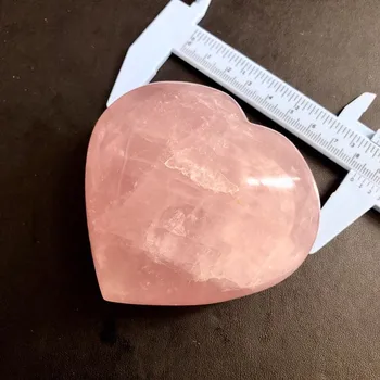 Naturlige Krystaller Smuk Pink Rose Quartz Krystal Poleret Hjertet Sten Healing