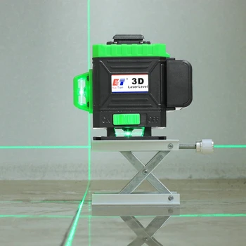 KaiTian Laser-Niveau Stativ 12Lines 3D-Niveau selvnivellerende 360 Vandret&Lodret på Tværs af Magtfulde Grønne Modtager Level Laser Line