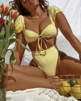 2020 Nye Sexet Høj Talje Bikini Badetøj Kvinder Badedragt Push Up Biquini Badedragt Print Brazilian Bikini Sæt Sommer Strandtøj