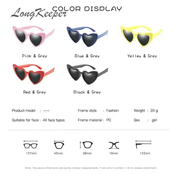 LongKeeper baby pige solbriller til børn hjertet 2020 TR90 sort lyserød rød hjerte, sol briller til børn polariseret fleksibel uv400