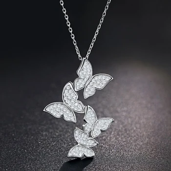 XIYANIKE 925 Sterling Sølv CZ Zircon Butterfly Halskæder Til Kvinder Gave Vedhæng Kæde Choker Smykker Tilbehør