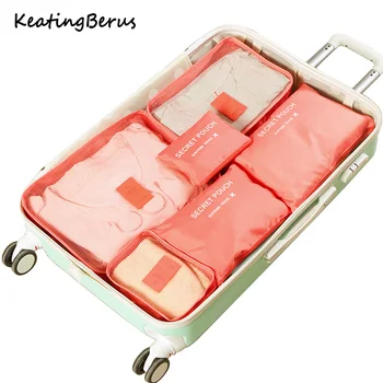 Høj Kvalitet Oxford Klud 6STK/Set Travel Mesh Taske I Taske Baggage Arrangør Pakning Cosmetic Bag Cube Planlægning til Tøj