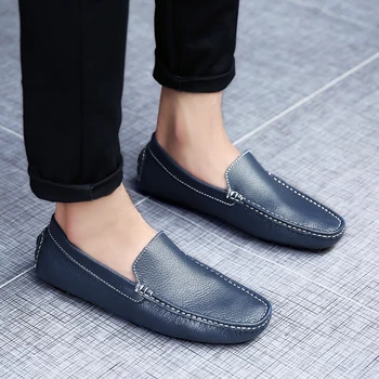 OZERSK Mode til Mænd i Ægte Læder Loafers Slip på Luksus Mand Lejligheder, Casual Sko Forår, Efterår, Non-slip Mandlige Kørsel Hvid Sko
