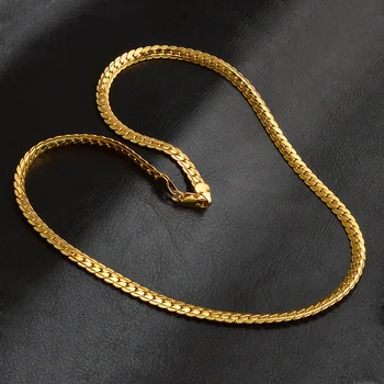 Kæder krave Gratis Fragt guld farve mænds kæde Mode Sød 5mm bred guld farve Smykker Halskæde Kæder til mænd